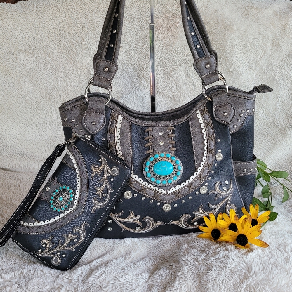*****sold***** Leather Western Style handbag with wallet